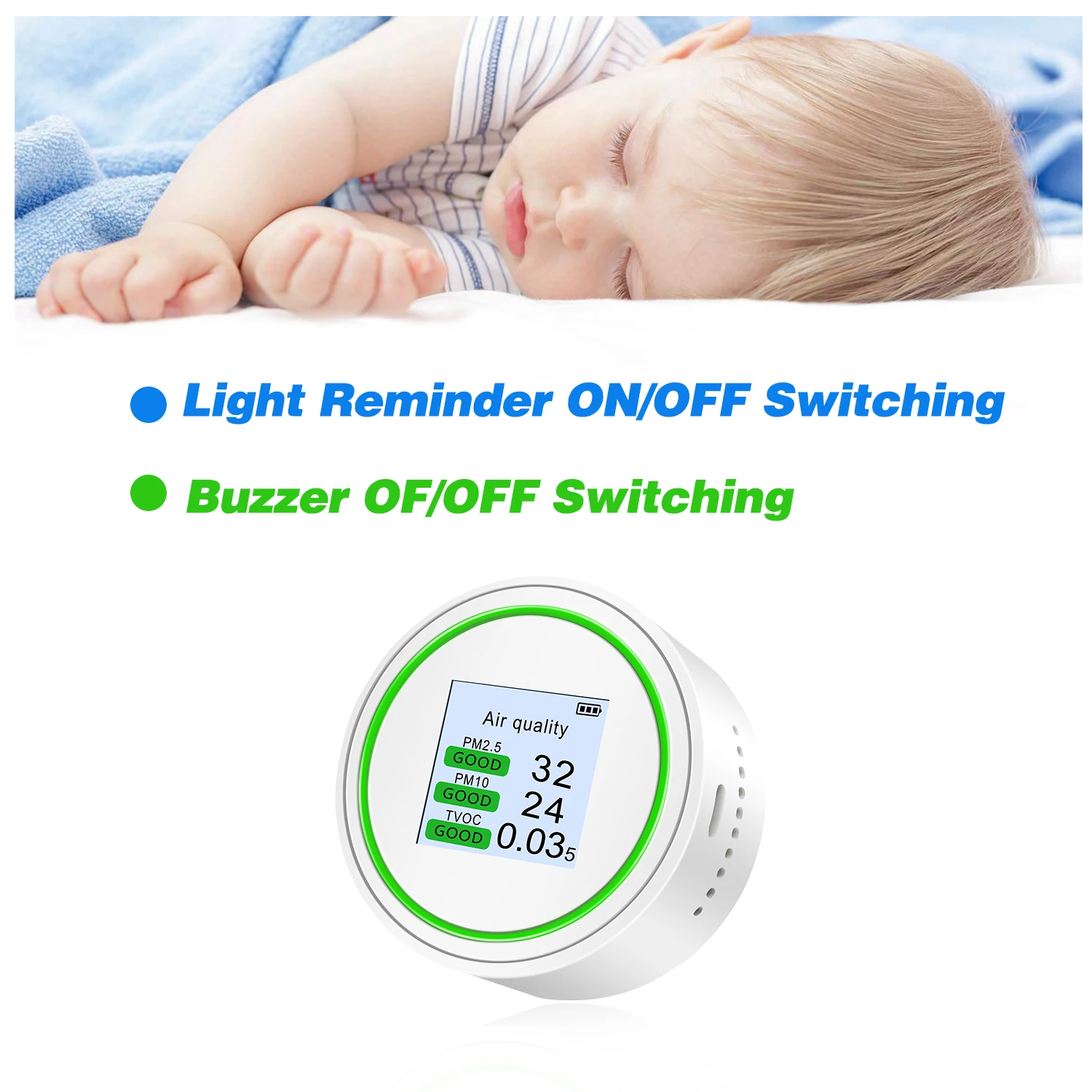 

PM2.5 Tester Air Quality Detector Palm Size Air Quality Tester High Accuracy Air Quality Monitor for PM2.5 &amp TVOC &amp AQI