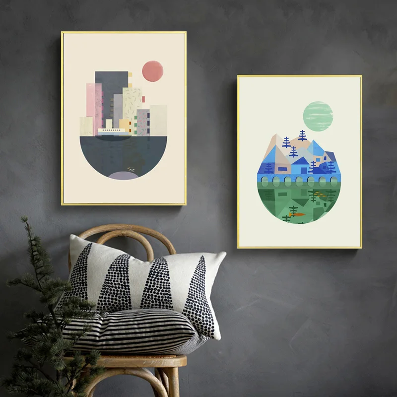 Абстрактный Дизайн в скандинавском стиле Художественная печать на холсте