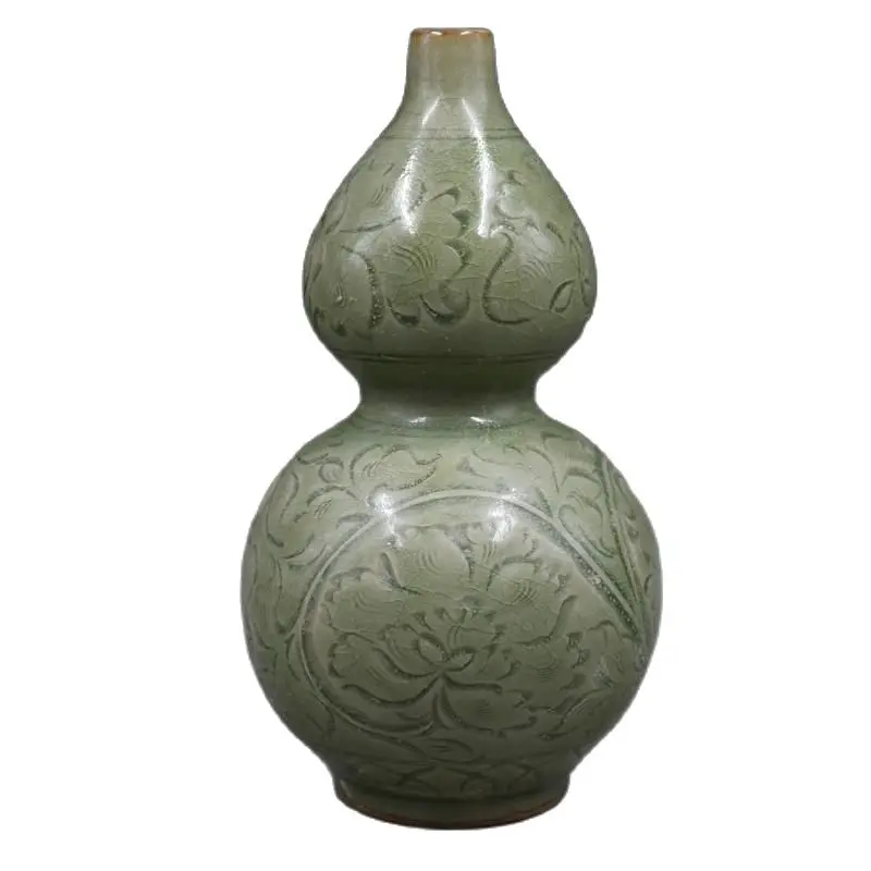 Chinese Old Porcelain Cracked Glazed Carved Gourd Bottle