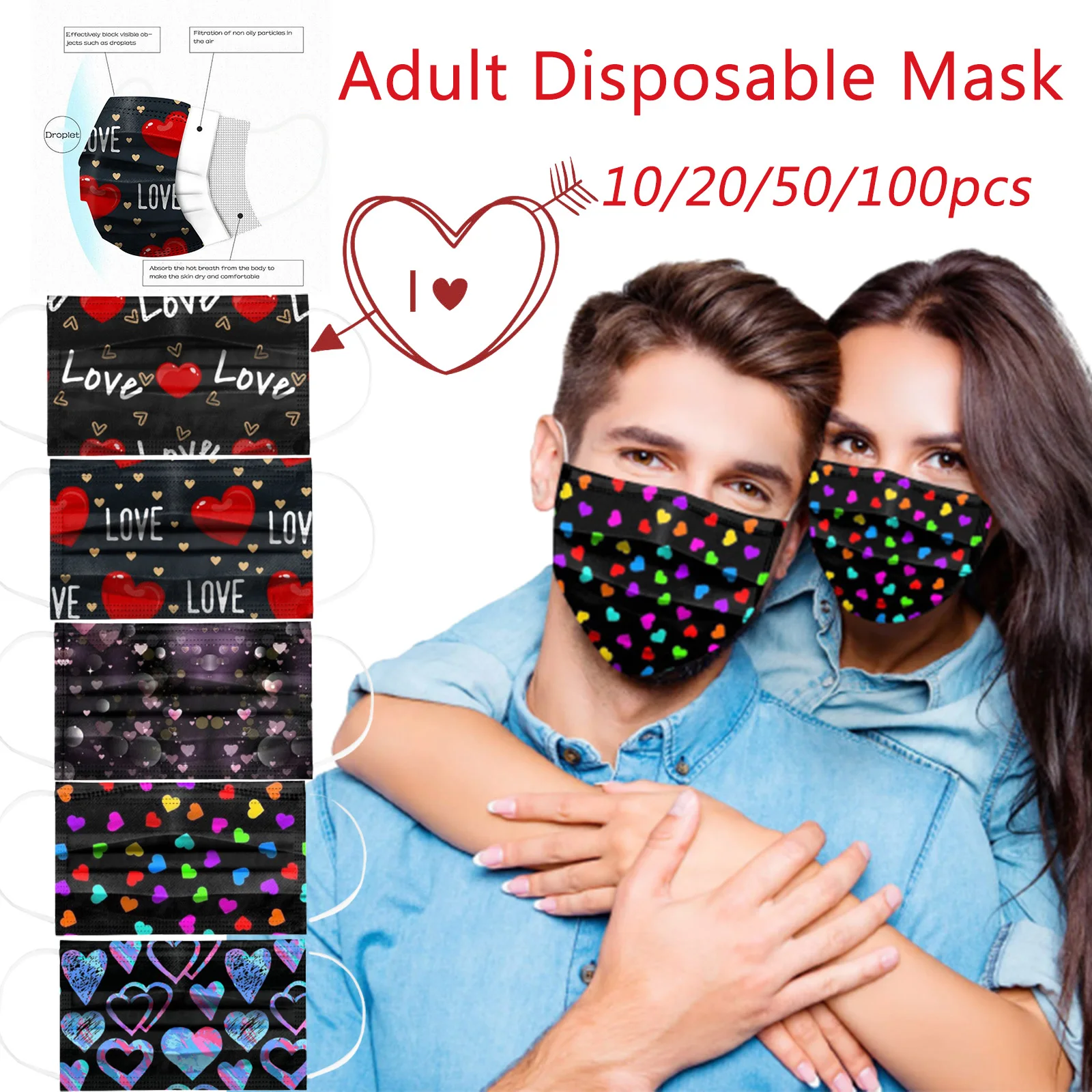 Одноразовая маска для взрослых на День святого Валентина с принтом Love Kiss дышащая маска ветрозащитная одноразовая маска 100 шт. тушь для ресниц дескартавел Одноразовая маска для взрослых на День святого Валентина с принтом Love Kiss дышащая маска ветрозащитная одноразовая маска 100 шт. тушь для ресниц дескартавел