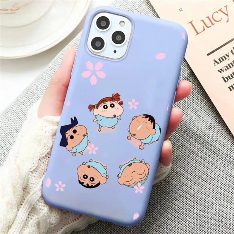 

Crayon Shin chan Funny Japan Anime Phone Case Candy Color Blue for iPhone 11 12 pro XS MAX 8 7 6 6S Plus X 5S SE 2020 XR