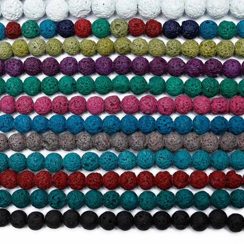 Красочный камень из вулканической лавы круглые бусины натурального камня рок