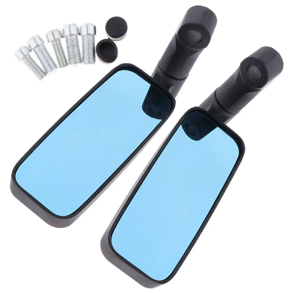 

1Pair Left & Right Rectangle Motorcycle Aluminum Rear View Side Mirror Foldable Handle Bar End with 8/10mm Thread Bolts