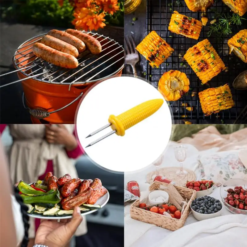 10 Pcs BBQ Fork Fruit for Home Camping Stainless Steel Corn Forks Barbecue on The Cob Ham Kitchen Cooking Party | Дом и сад