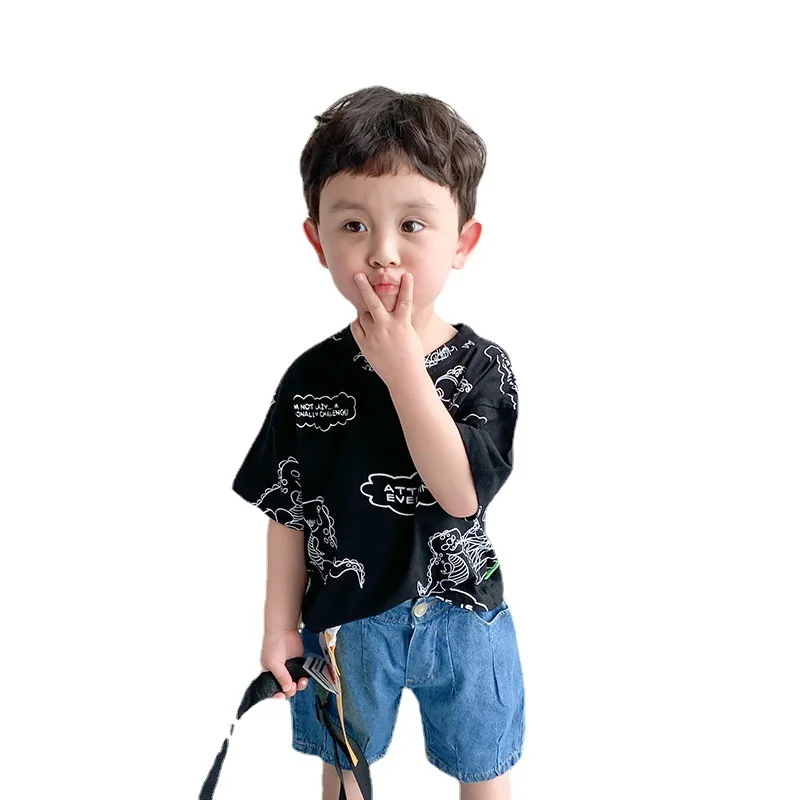 

Boys summer loose short sleeve T shirts 2021 New cotton cartoon casual Tops