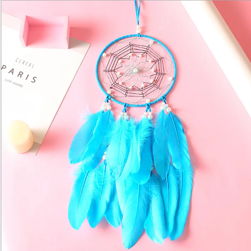 Синий паук веб Ловец снов ручной работы ветер куранты подвесной кулон мечта дома