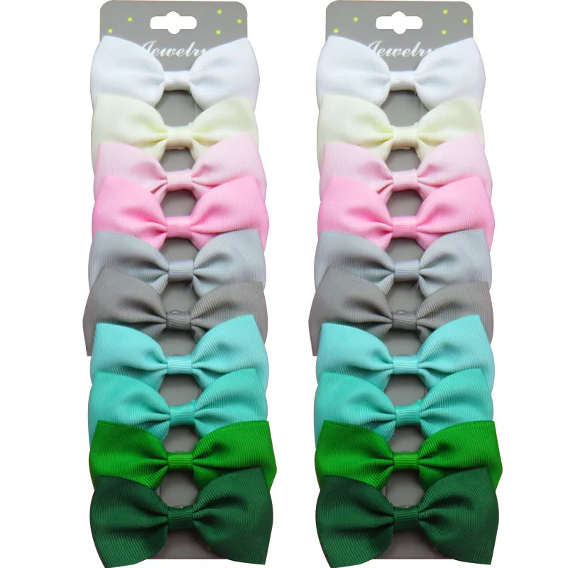 20 шт./компл. с картой зеленая однотонная бутиковая лента для волос бантом