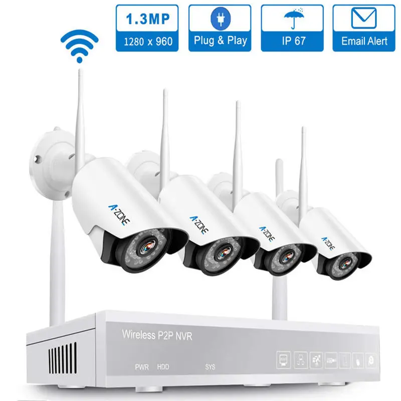 1.3MP 960P A-ZONE, беспроводная домашняя камера безопасности, комплект 960 P/1080 P, Wifi, CCTV камера наблюдения, система безопасности, набор для внутреннего видеонаблюдения - Цвет: 1.3MP 960P