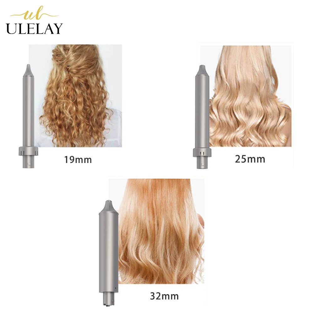 

ULELAY 3 in 1 Curling Iron Wand Set Interchangeable Ceramic Barrel and Heat Protective Glove, Dual Voltage Hair Curler