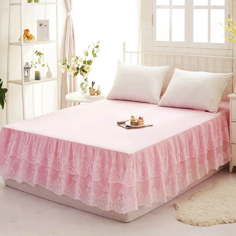 colour 5 Dreampatar нежное кружево с удобным розовым/фиолетовым/зеленым мягким моющимся слоем сплошной цвет фиксированная кровать крышка BY158A - Цвет: colour 5