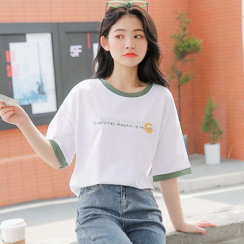 

Tops T Shirt Women Short Sleeve orange Tshirt Women Lady