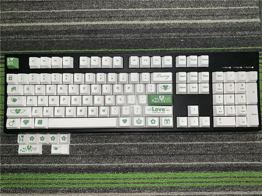 Dark green Keycap Любовь клавишные колпачки из ПБТ полный Наборы/краситель подкровать keycap/механическая клавиатура Pbt вишня профиль - Цвет: Dark green Keycap