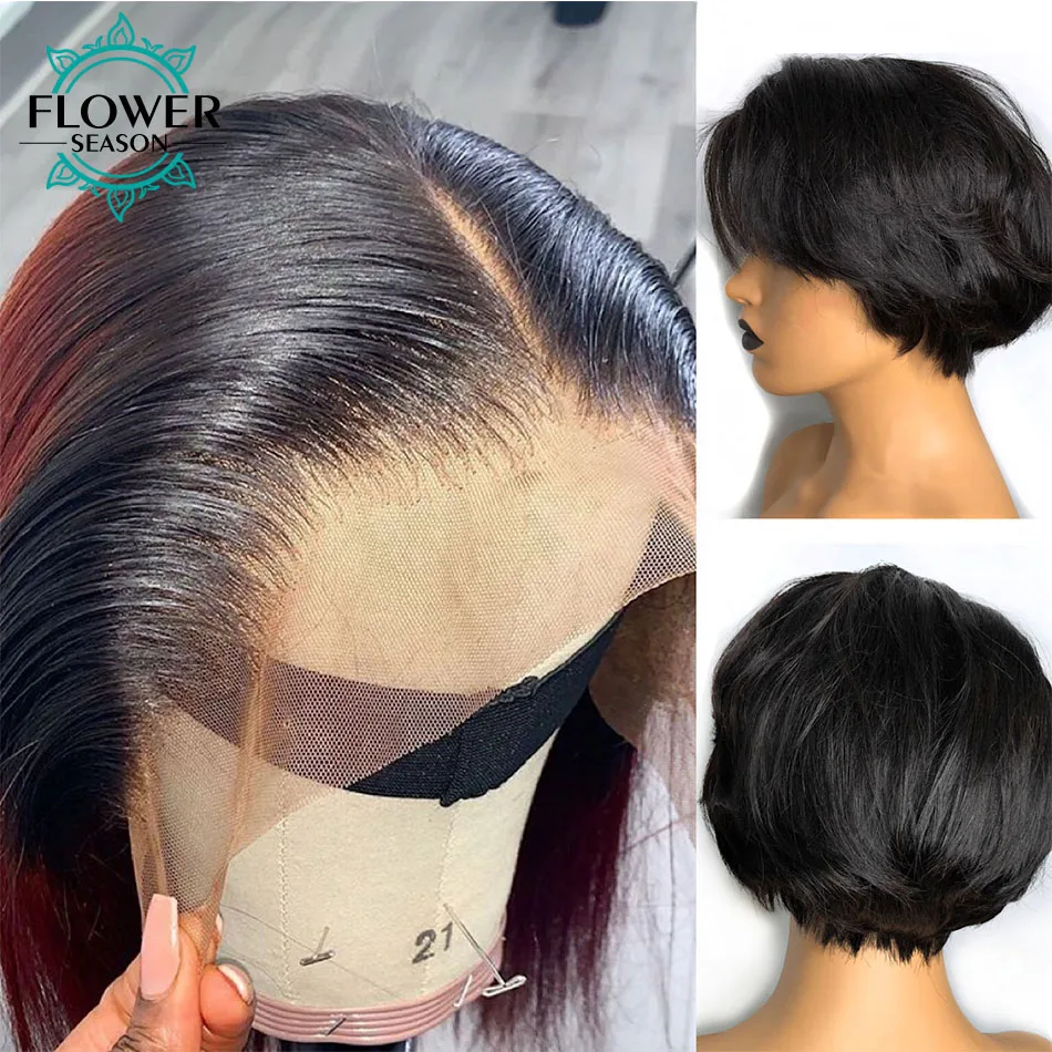 Бразильский короткий парик Боб фэкси 13x4 парики из человеческих волос на сетке