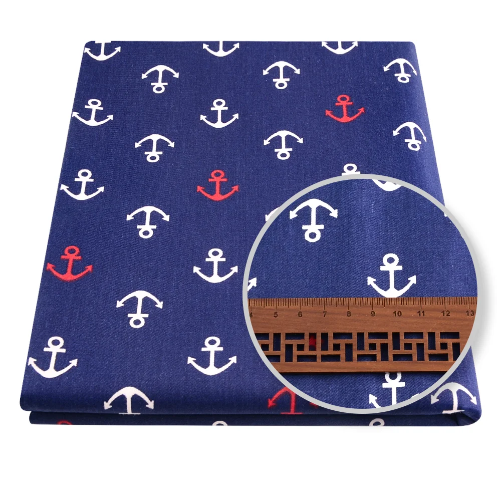 Teramila хлопок Ткань печатных якорь конструкции 2 шт./лот 50 см x 100 лоскутное