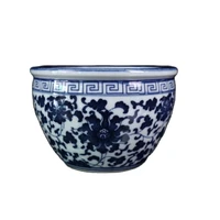 china old porcelain blue and white tangled lotus pattern pot