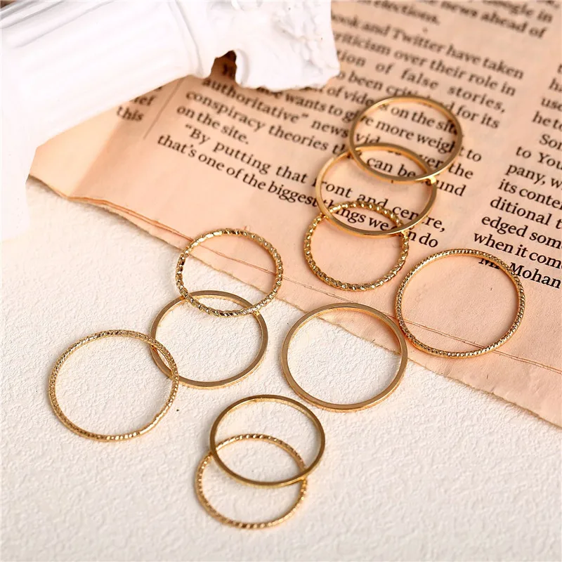 В винтажном стиле Модные новые золотые Многослойные набор колец для женщин