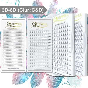 Готовые объемные ресницы для наращивания CD, Индивидуальные Накладные ресницы, смешанный лоток, накладные ресницы, кластеры, профессиональные ресницы Quewel