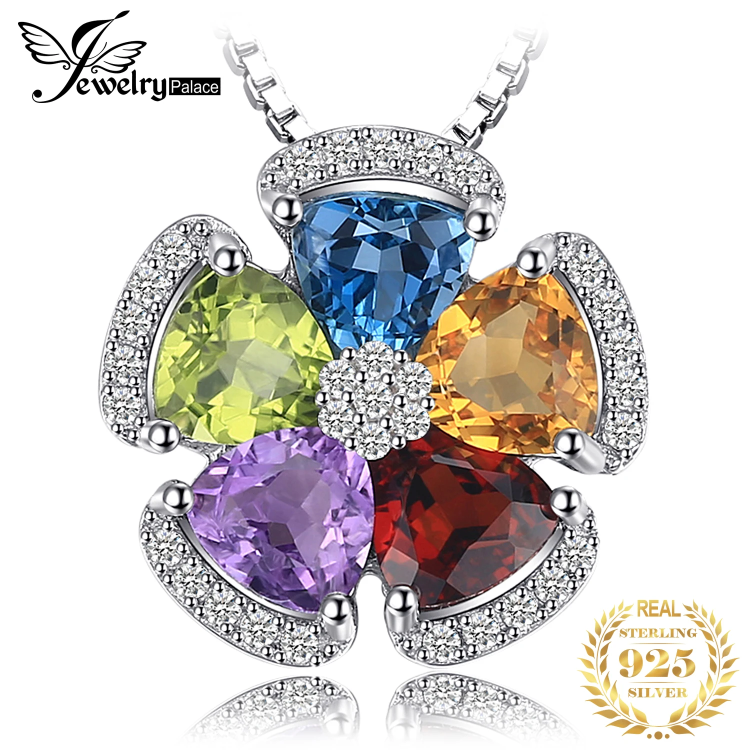 JewelryPalace 2.6ct натуральной Голубой топаз аметист цитриновый гранатовый кулон из