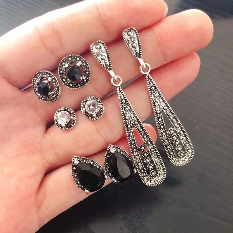 Женские серьги гвоздики в стиле ретро сережки с фианитом богемном модель 2020 года