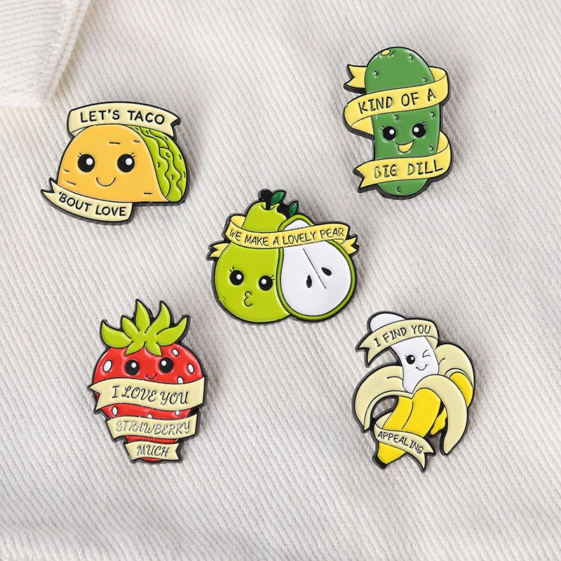 

Delicate Creative Cute Avocado Brooch Cute Strawberry Banana Homonymic-Food Brooch Cartoon Backpack Badge Personality Lapel pins
