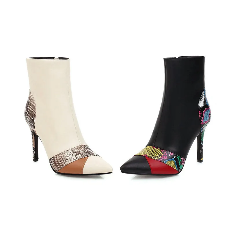 

ASUMER 2020 hot sale 10cm thin high heel party shoes women ankle boots pointed toe snake sexy autumn winter boots ladies