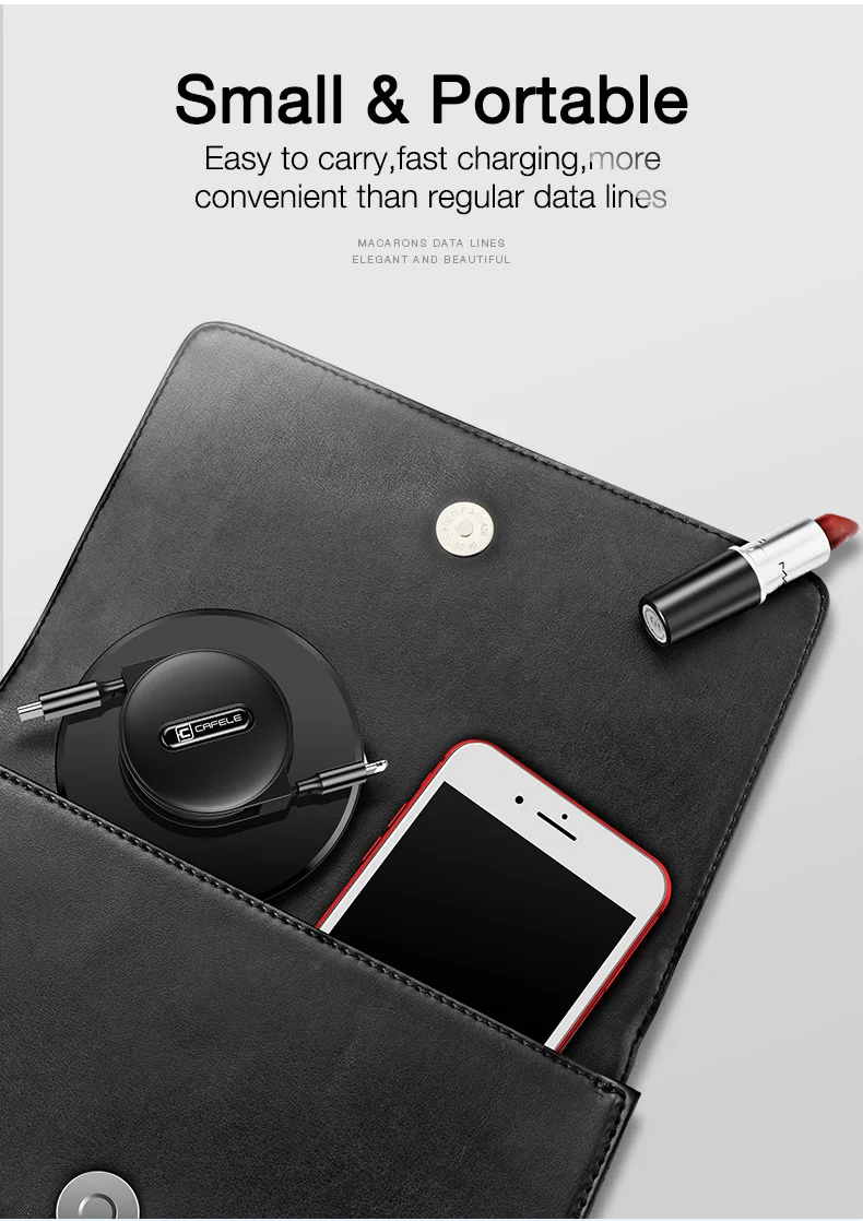 CAFELE18W PD Быстрая зарядка USB кабель для iPhone 11 Pro Max XS 8 7 6 Выдвижной USB кабели для IOS 13 Синхронизация данных зарядный кабель 1 м