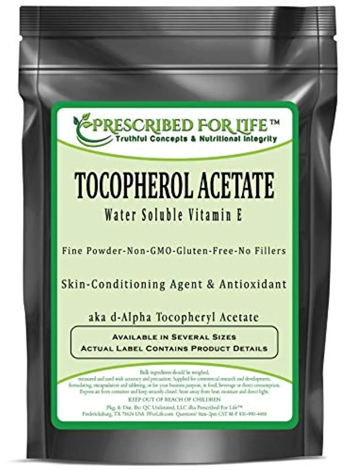 Tocopherol Acetate - Water Soluble Vitamin E Alpha Tocopherol Powder, skin-Conditioning, Antioxidant, Improved Circulation 60g