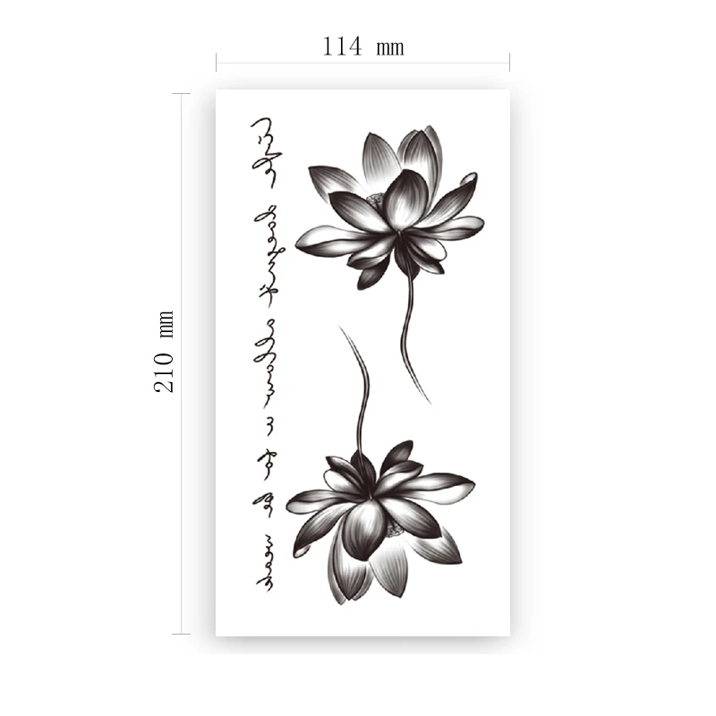

Lotus Branches Totem Waterproof Temporary Tattoo Sticker Black English Alphabet Fake Tattoos Flash Tatoos Arm Body Art for Women