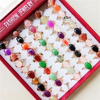 20pcslot fashion multicolor natural stone rings jewelry for women mix style party gifts wholesale