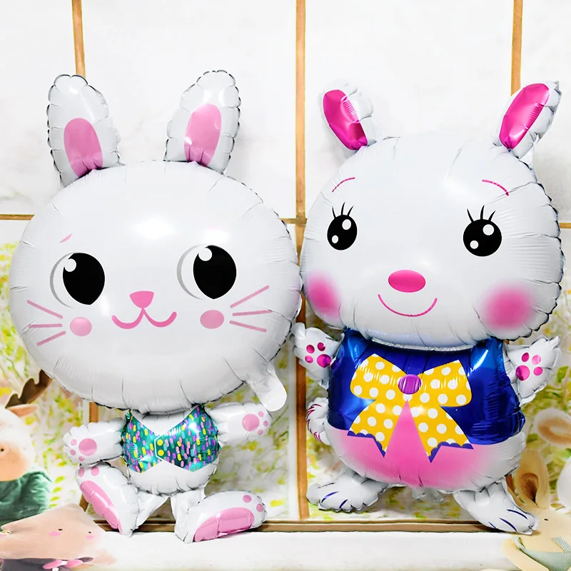 2 шт. Новые Пасхальные шары в виде белого кролика из алюминиевой пленки животных
