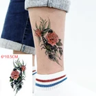 Водостойкая Временная тату-наклейка ins Скорпион красные розы зеленые листья сексуальное боди-арт флэш-тату искусственная тату для женщин и мужчин