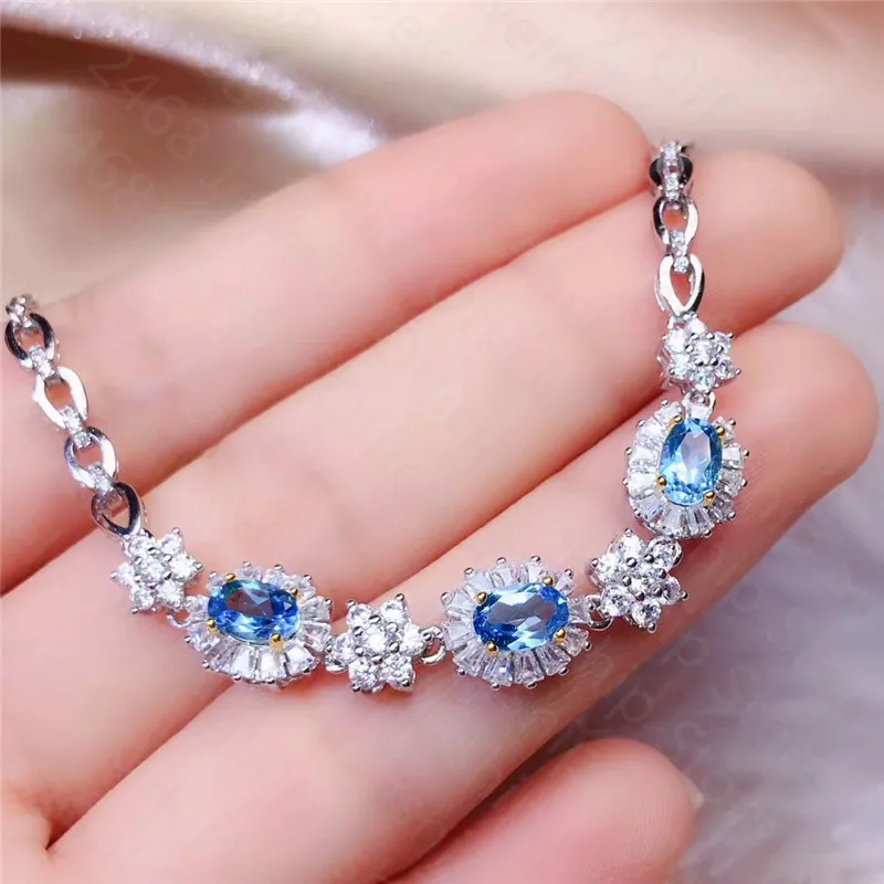 Новый браслет с натуральным топазом женский из серебра 925 пробы инкрустированным