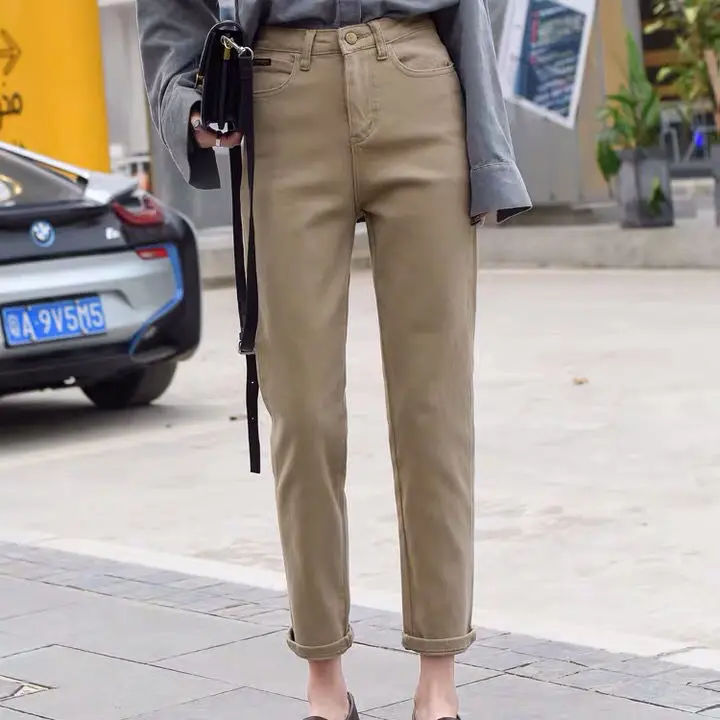 

Woman Jeans Pants High Waist Autumn Winter Casual Pants Trousers Women Straight-Leg Pants