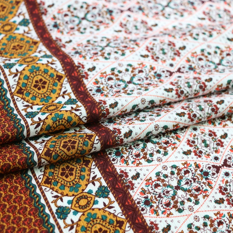 1 м X 5 метр Индия цветочный хлопок креп ткань мягкая вискоза платье tissu|Ткань| |