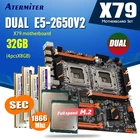Материнская плата atermiter X79 с двумя процессорами, 2  Xeon E5 2650 V2 E5 2650V2 теплоотвод 4  8 ГБ = 32 Гб 1866 МГц PC3 14900 DDR3 память ECC REG