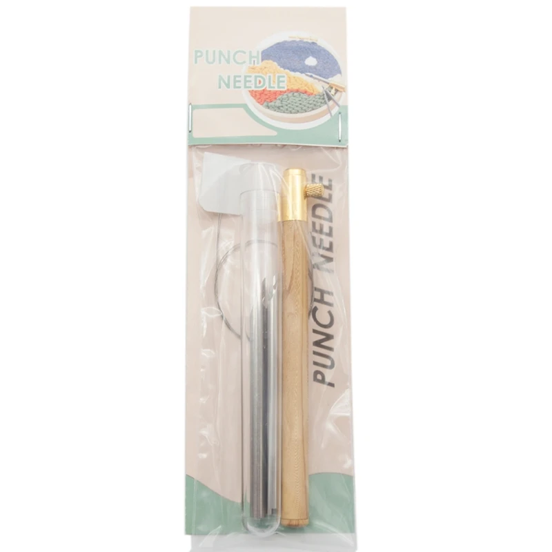 

Wooden Handle Punch Poke Needle Embroidery Pen Wire Guide Sewing Weaving Tools Sewing Accessories Punch Needle Kit