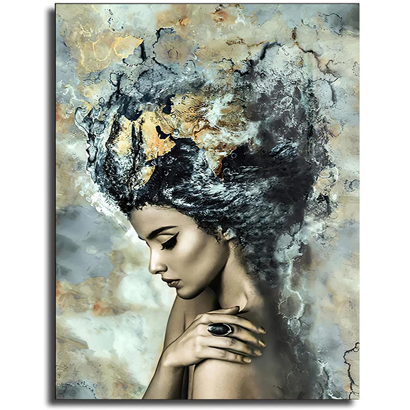 Абстрактный портрет мраморная девушка настенная Картина на холсте постер и