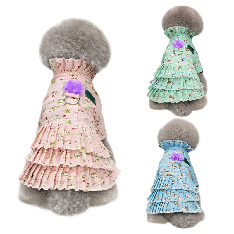 Маленькая хлопковая юбка для домашних животных Melaleuca, кружевная юбка, одежда для собаки в японском и южнокорейском стиле, Зимняя Теплая юбка для собаки принцессы, плиссированная s