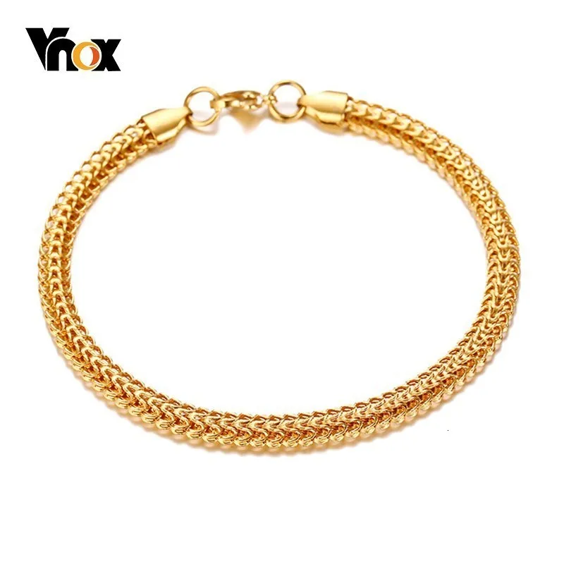Браслет цепь из нержавеющей стали Vnox золотого цвета для мужчин 8 85 дюйма|Цепочки и