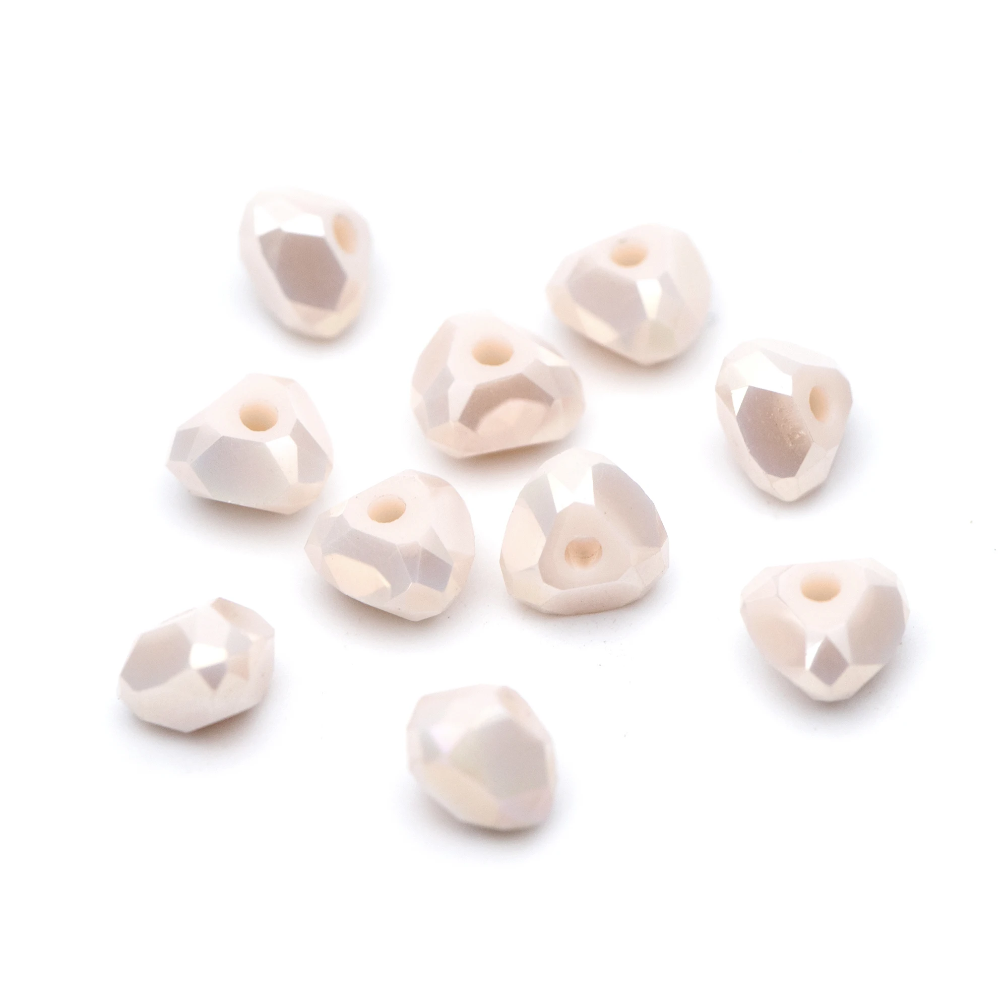 

Crystal Triangle Spacer Beads 7.5mm, Faceted Glass Triangle Beads, Sparkly Beige AB (TS95-1)/ 95 beads