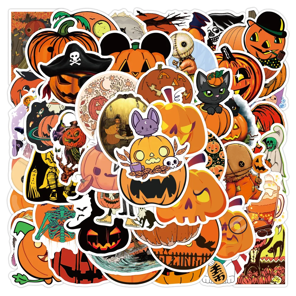

10/30/50PCS Cool Halloween pumpkin Stickers Aesthetic Laptop Luggage Water Bottle Waterproof Graffiti Decal Sticker Pack Kid Toy