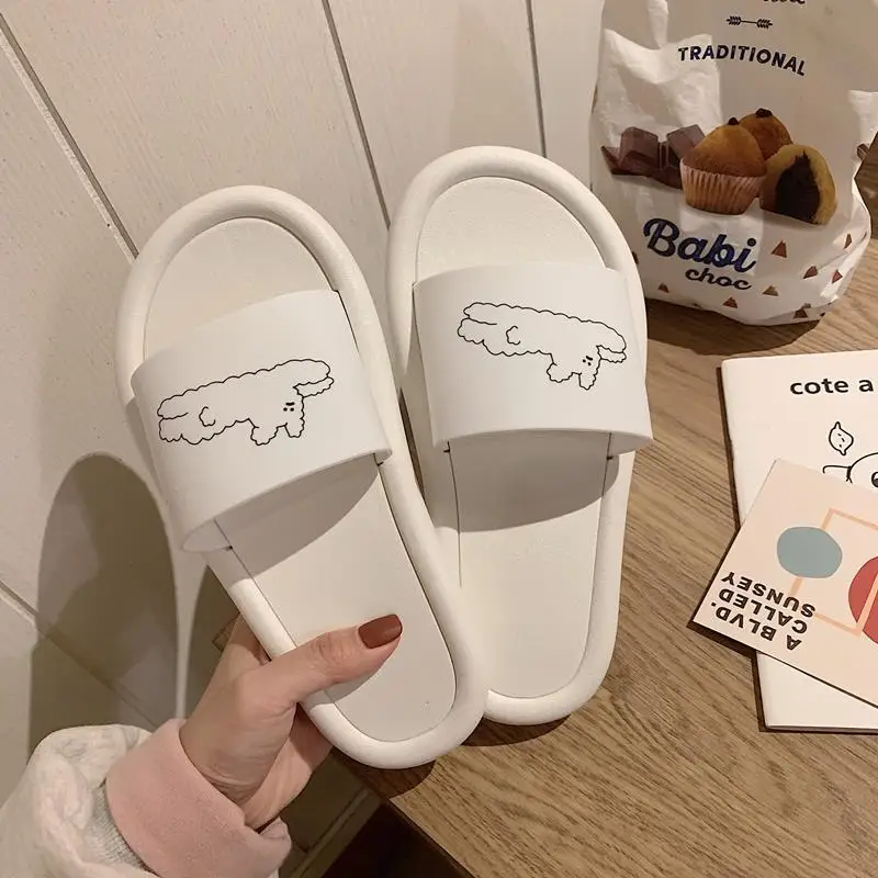 Slippers Female Korean Cute Cartoon Home Bathroom Shower Slippers Slip-resistant Wear-resistant Fluffy Slippers Fashion Shoes