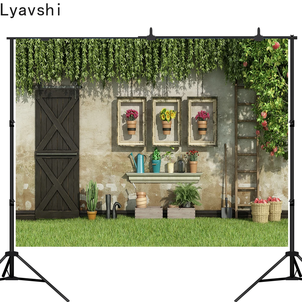 

Lyavshi фоны для фотосъемки деревянная дверь зеленая трава цветок весенний сад фон для фотосъемки Профессиональный реквизит для фотостудии