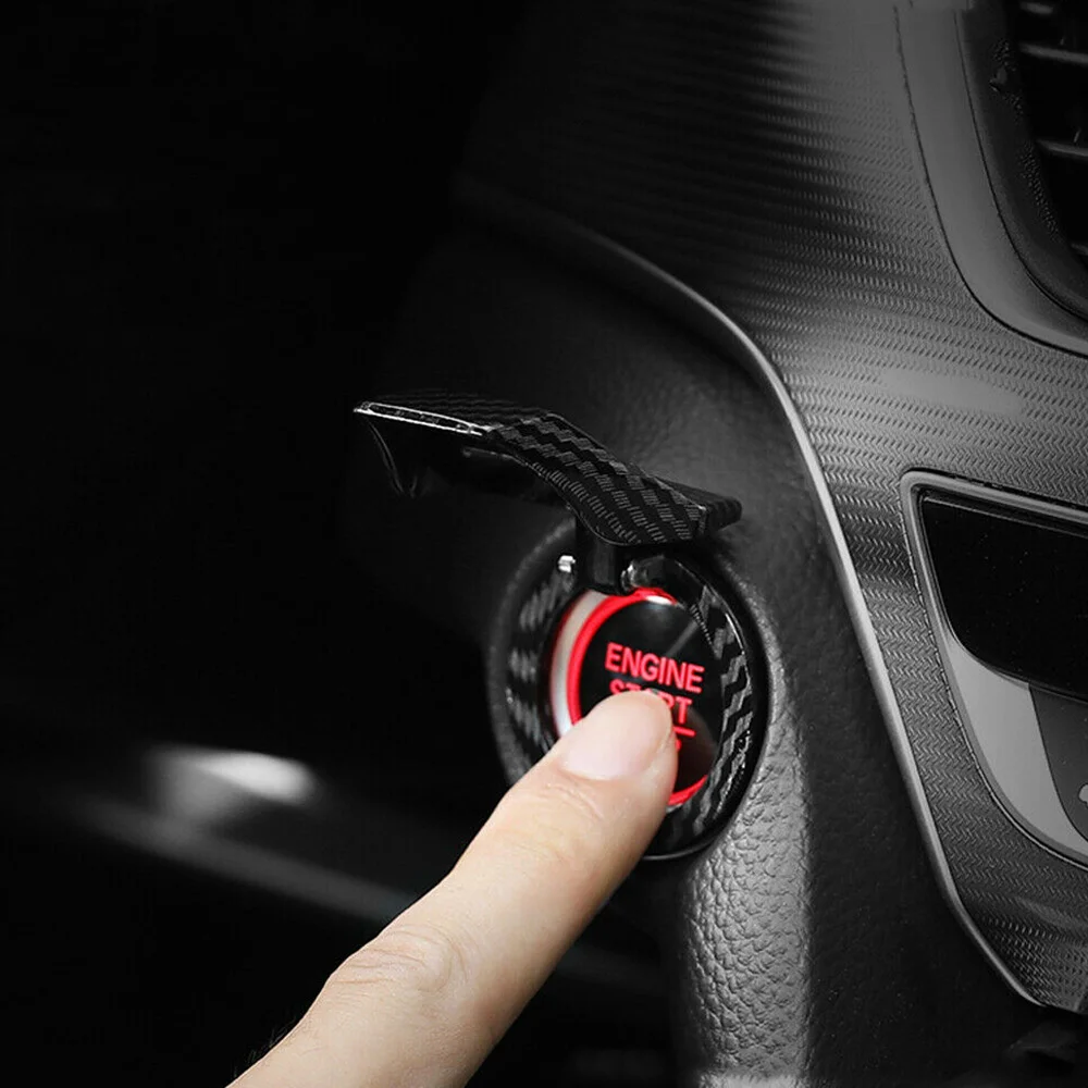 

Car Engine Start Stop Button Cover Ring Ignition Start Stop Button Carbon Push Button Switch Decorative Trim Sticker