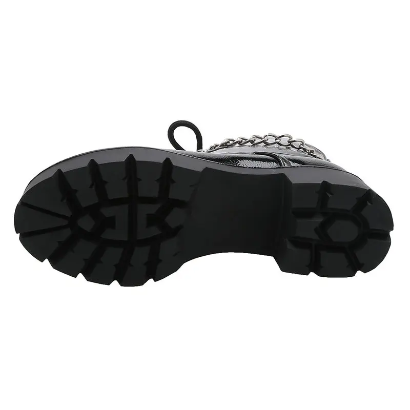 Женские ботильоны из лакированной кожи черные ботинки на низком квадратном