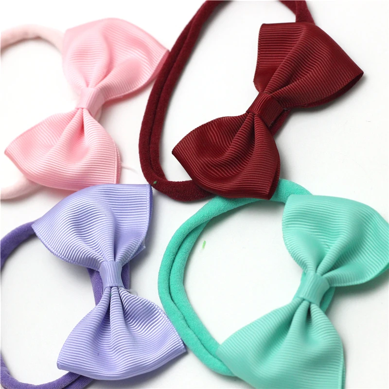 

Ribbon Bow with Nylon Headwrap Baby Girls Soft Headbands Newborn Colorful Turban Hairbow for Bebes Hair Accessories Top Bowknot