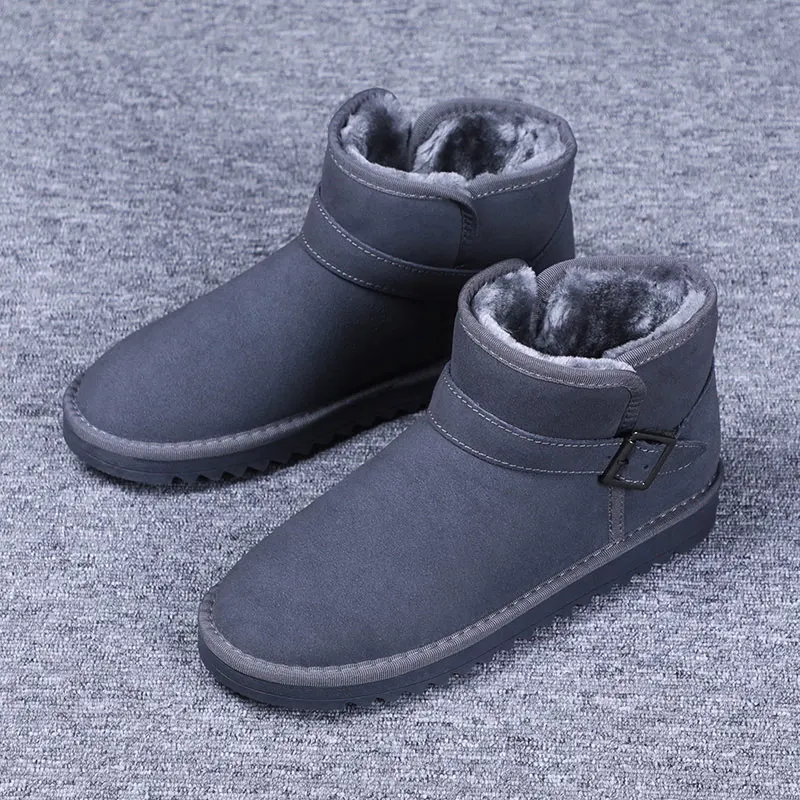 Grey(buckle) Мужские зимние ботинки; Botas De Nieve Bota Neve; зимние ботинки; Kar Botu Botines Hombre; Мужская обувь; ботинки с высоким берцем; ботильоны унисекс - Цвет: Grey(buckle)