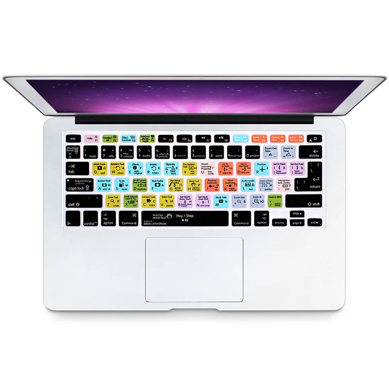 HRH русский OSX Премиум Pro CC Ableton Live Avid Pro инструменты силиконовый ярлык Hotkey клавиатура кожный чехол для MacBook Pro 13 15 - Цвет: After Effects