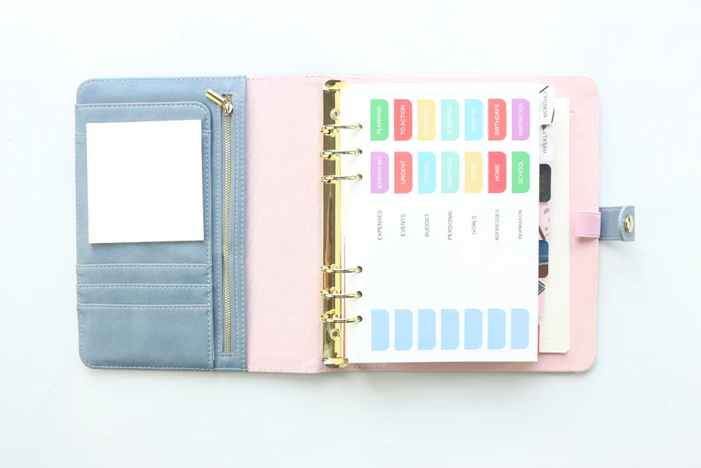 Domikee cute leather hardcover 6 rings binder planner agenda organizer office school refillable spiral notebooks stationery A5A6