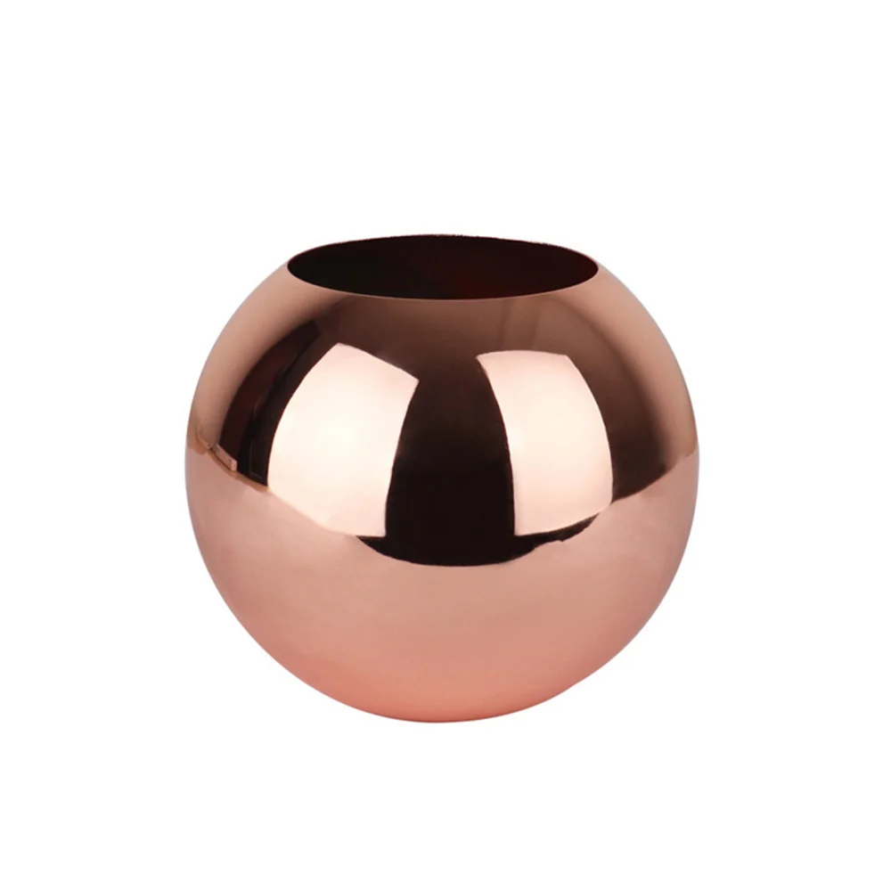 

Stainless Steel Vase Golden Polished Flowerpot Minimalist Crafts Metal Modern For Living Room Spherical Nordic Simple Decoration